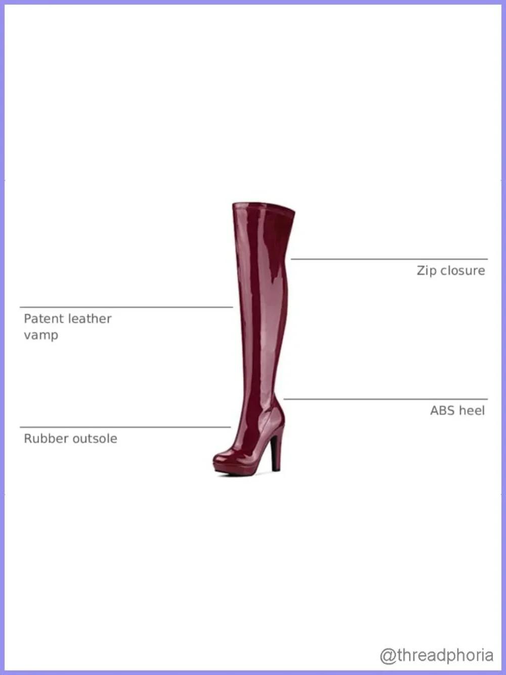 Patent Leather Chunky Heel Platform Over Knee Boots with Zip